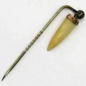 Victorian Animal Tooth Dangling Stickpin 9k Gold